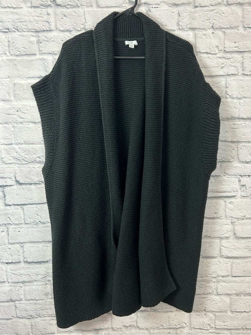 J. Jill Women’s 3X Black Chunky Knit Long Open Front Cardigan Vest Duster